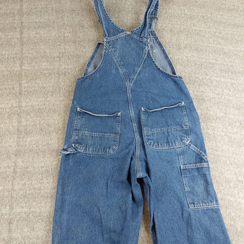 Carhartt Jean Bib Overalls Mens 32x28 (Fit 33x28) Blue Denim Work Wear R07-DST - Picture 3 of 8